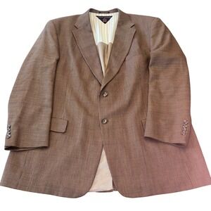 Tommy Hilfiger | Mens 46L | Pure Wool Brown Houndstooth | Made in USA | Vintage